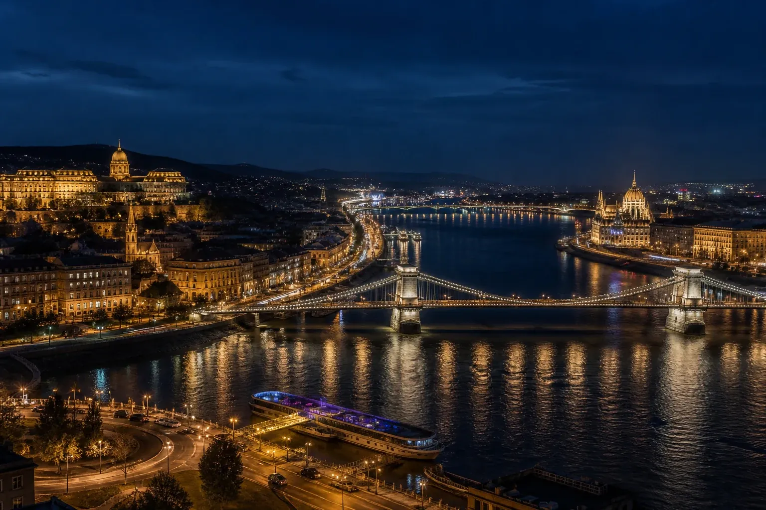 Budapest esti panorámája