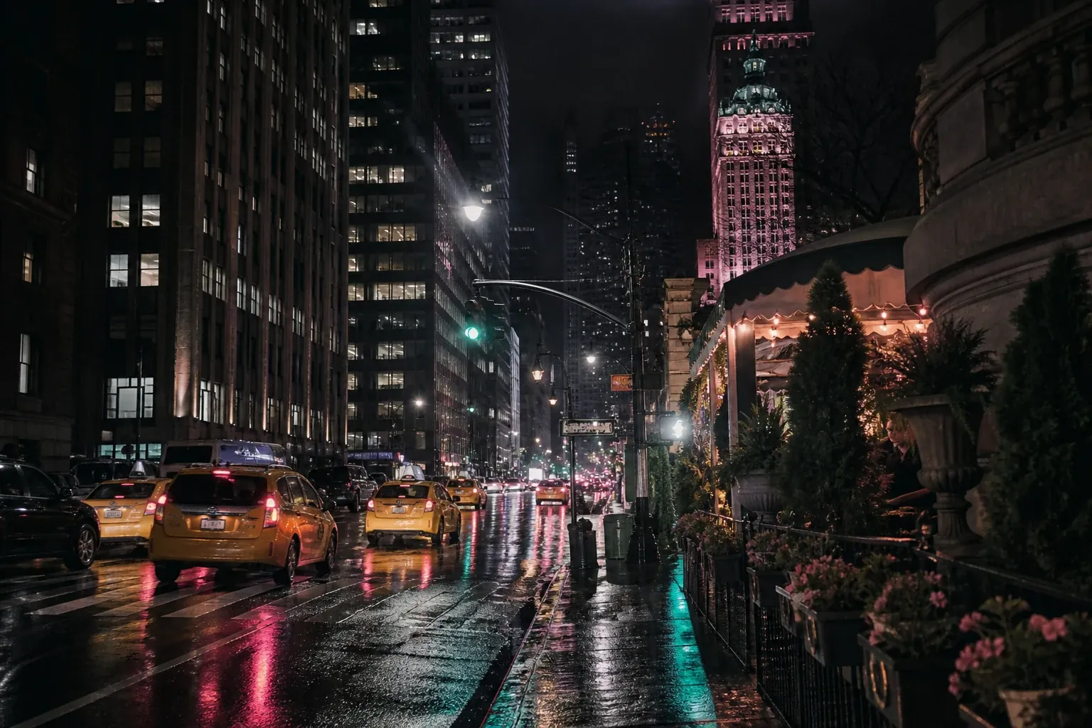 New York neonfényes panorámája